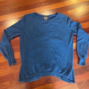 Leo & Sage Blue Boatneck Cashmere Sweater with unique back detail